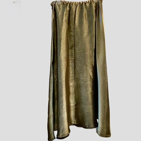 Notations shimmering metallic silky maxi skirt vintage holiday party stretchy - Picture 3 of 7